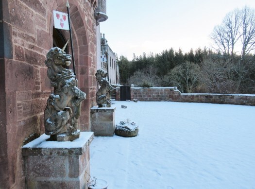 The unicorns of Delgatie Castle. 