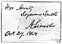 Abraham Lincoln Note to Sojourner Truth