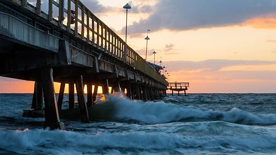 Pompano Beach Pier Broward County Florida at the Beach by sunrise.