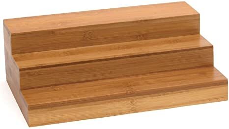 Bamboo Wood Expandable 3-Tier Step Shelf Kitchen Organizer, 12" x 7-7/8" x 4-1/4"