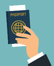 Hand holding passport