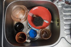 Dirty dishes in the sink