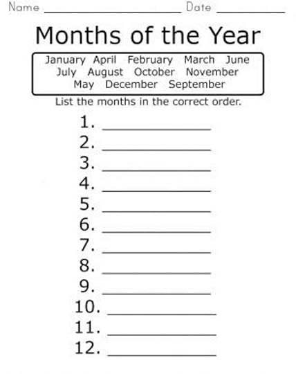 8 year old kids months of the year0 worksheet
