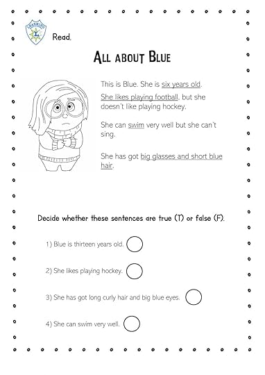 all about blue worksheet