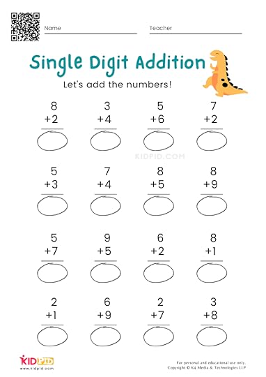 single digit addition math worksheets free printables kidpid