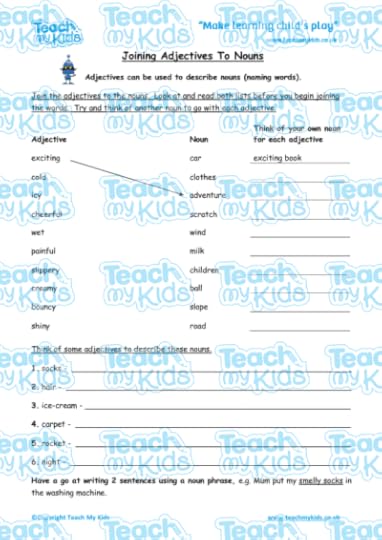 joining adjectives to nouns teach my kids