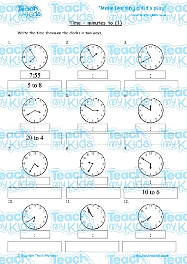 time minutes to 1 teach my kids