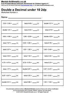 free printable mental maths worksheets for children aged 4 11