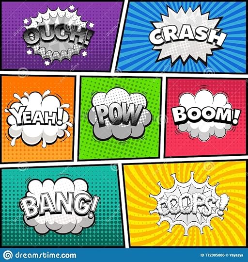comic book page divided lines with black and white speech bubbles