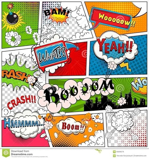 comic book page divided lines with speech bubbles sounds effect
