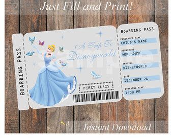 printable ticket to disney disneyworlddisneyland boarding etsy