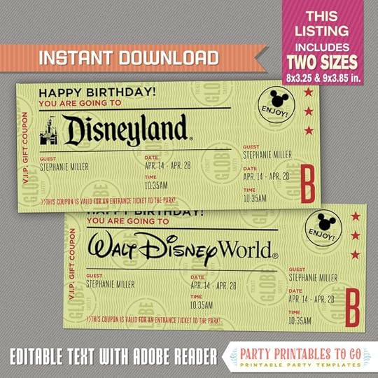 editable surprise trip ticket to disneyland disneyworld etsy in