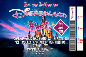 personalised disney ticket style disneyland paris invites inc envelopes