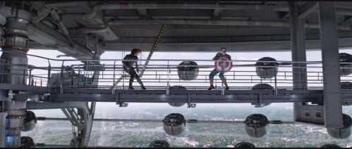 Bucky Steve Fight on Catwalk Captain America Winter Soldier Climax