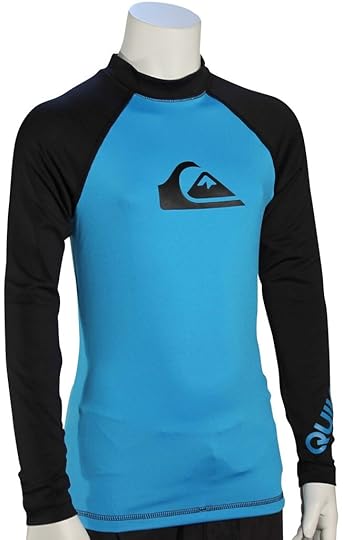 quiksilver boys all time ls rash guard cyan black for sale at
