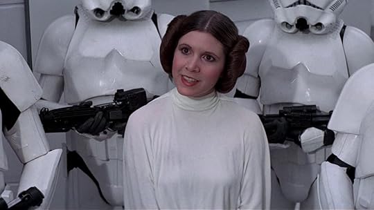 Leia handcuffed and surrounded by stormtroopers in A New Hope