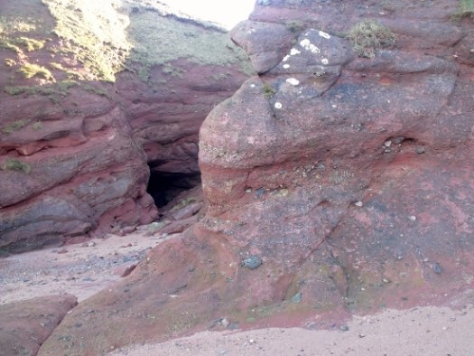 entrance to the cave above at New Aberdour beach