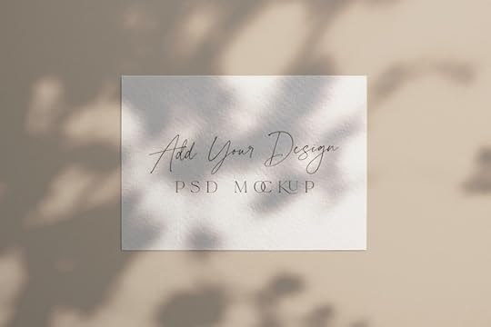 premium psd white card mockup shadow overlay under tree