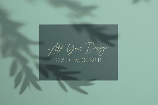 green card mockup shadow overlay under olive tree premium psd file