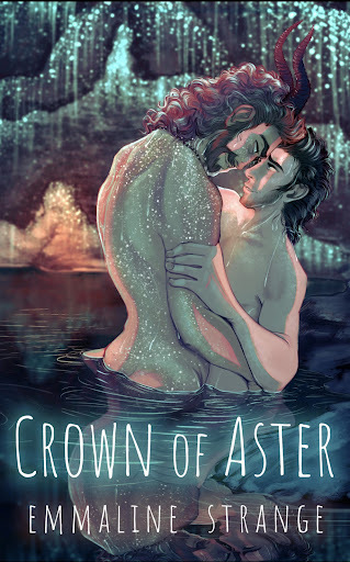 Image of a man and a faun embracing in a hot spring