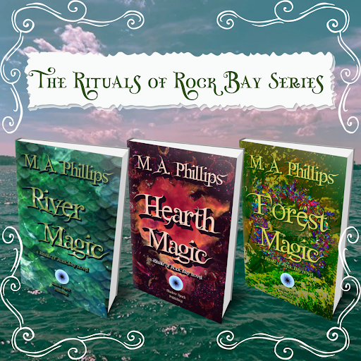 Images of the Rituals of Rock Bay trilogy: River Magic, Hearth Magic, and Forest Magic