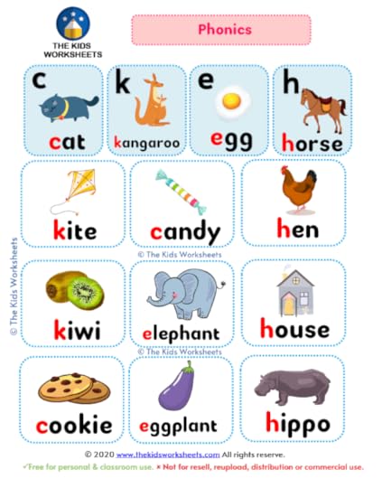 phonics poster flashcards k e h the kids worksheets