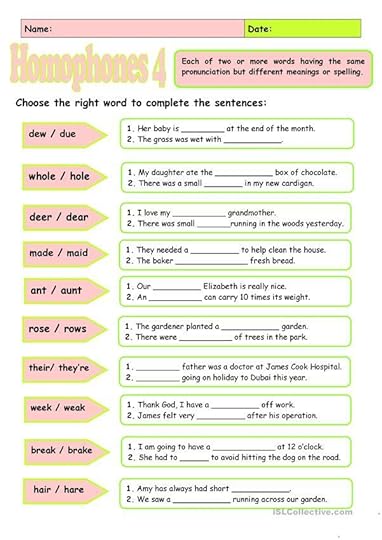homophones 4 english esl worksheets for distance learning and