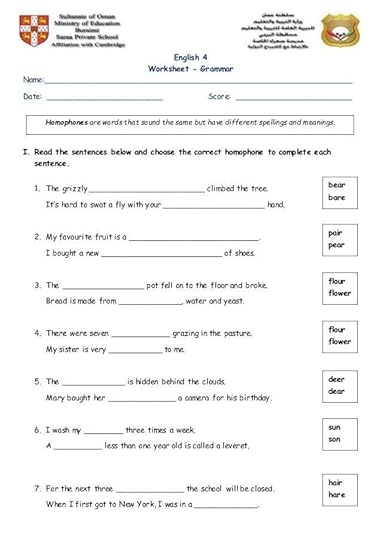 homophones worksheet