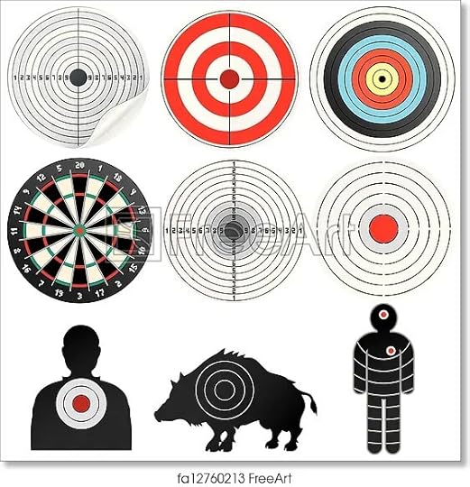 free art print of set of vector targets and dummies vector targets set illustration of paper target archery target darts board range target human and wild boar dummy freeart fa12760213
