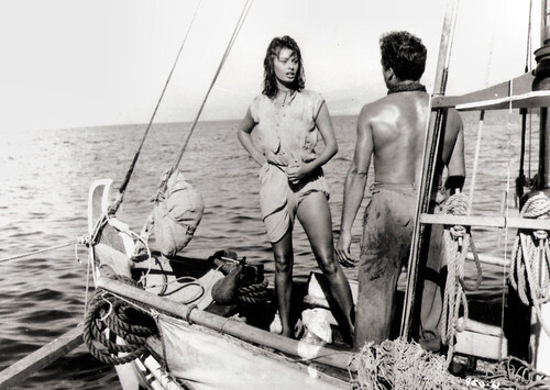Sophia Loren and Jorge Mistral in Boy on a Dolphin (1957)