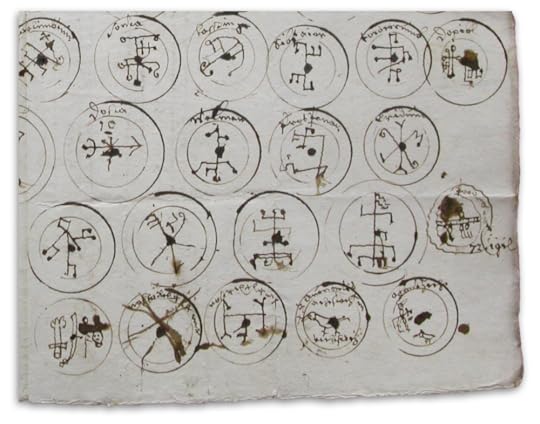 [close up, bottom right] 72 Devil's Seals from the trial records of Ludwig Perkhofer, 1683
