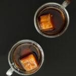overhead shot of cold brew in glass coffee cups.