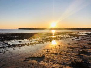 sunset over Crescent Beach in Cape Elizabeth Maine