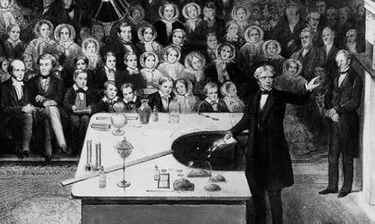 Michael Faraday delivering a Christmas Lecture at the Royal Institution in 1856