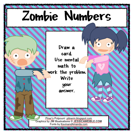 adding and subtracting with zombies classroom freebies