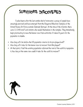 zombie millennium problem solving activities for middle school tpt