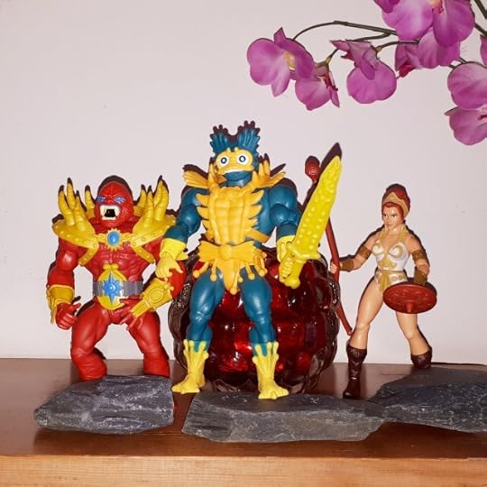Mer-Man and Beast-Man stand guard, while Teela sneaks up on them.