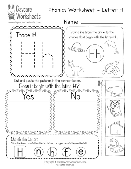 free beginning sounds letter h phonics worksheet for preschool