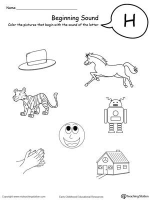 beginning sound of the letter h letter h worksheets kindergarten