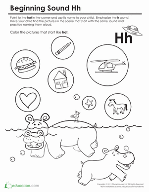 beginning sounds coloring sounds like hat worksheet educationcom