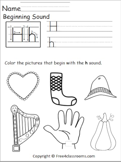 free beginning sounds worksheet letter h free4classrooms