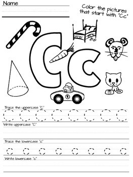 kindergarten beginning sound letter handwriting worksheets tpt