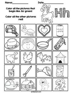 letter h beginning sound picture match worksheet letter formation