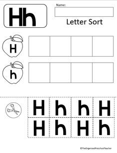 letter h beginning sound picture match worksheet letter formation