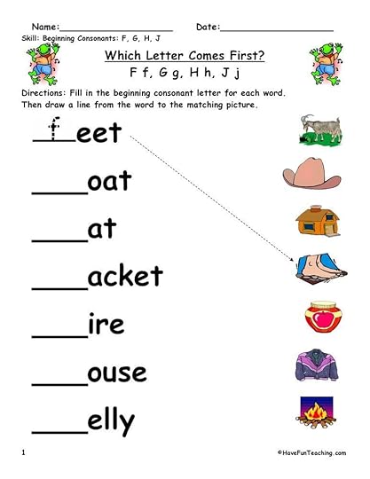 beginning sounds f g h j worksheet in 2020 phonics beginning