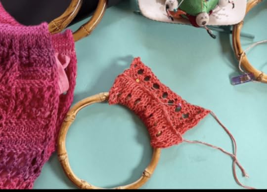 Attach handles to knit bag