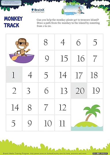 printable numbers math olympiad worksheets for kids of ukg monkey track