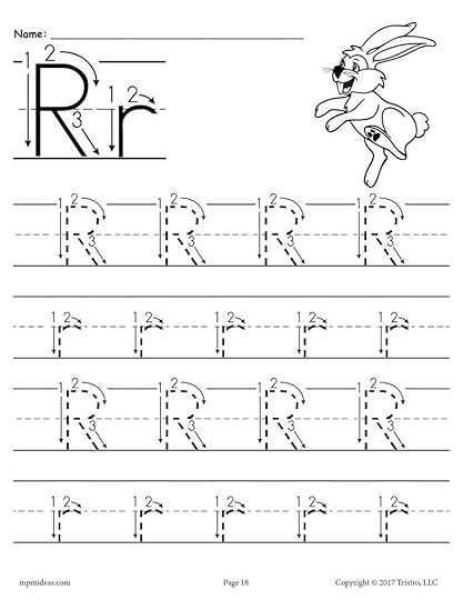 printable letter r tracing worksheet with number and arrow guides