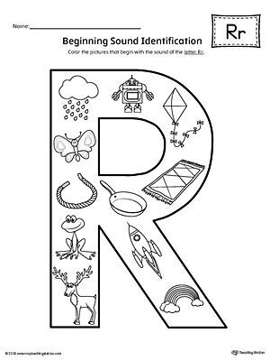 letter r beginning sound color pictures worksheet school pinterest