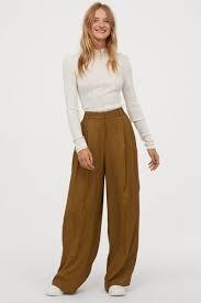 Wide-leg Pants - Khaki green - Ladies | H&M US | Wide leg trousers outfit, Wide trousers, Fashion